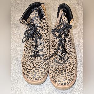 SO Brand, Cheetah Print, Lace Up Boots - Ladies Size 8.5